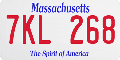 MA license plate 7KL268