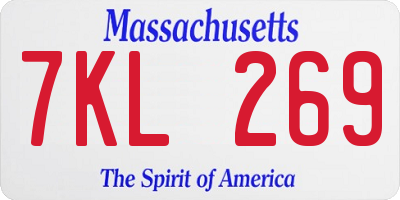 MA license plate 7KL269