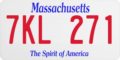 MA license plate 7KL271