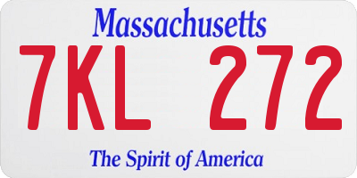 MA license plate 7KL272