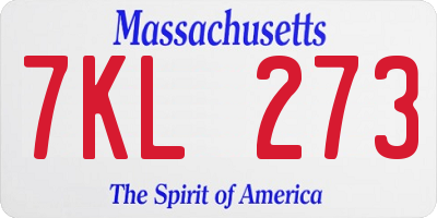 MA license plate 7KL273