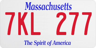 MA license plate 7KL277