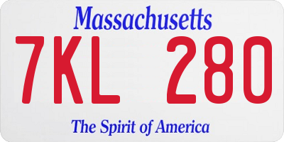 MA license plate 7KL280