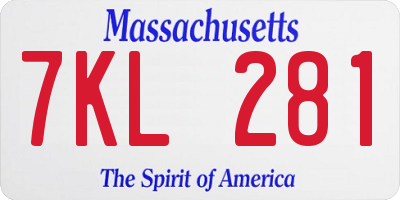 MA license plate 7KL281