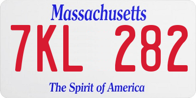 MA license plate 7KL282