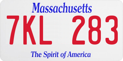 MA license plate 7KL283