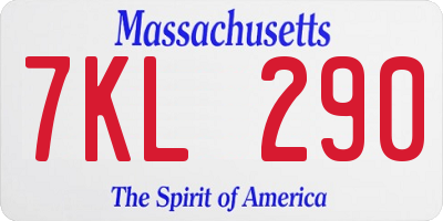 MA license plate 7KL290