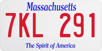 MA license plate 7KL291