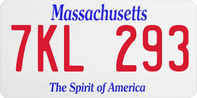 MA license plate 7KL293