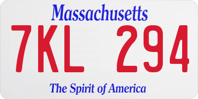 MA license plate 7KL294
