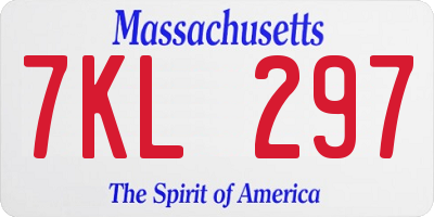 MA license plate 7KL297