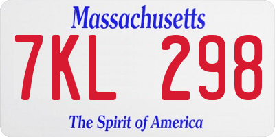 MA license plate 7KL298