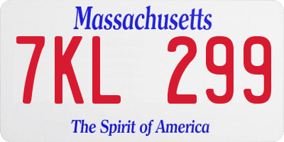 MA license plate 7KL299