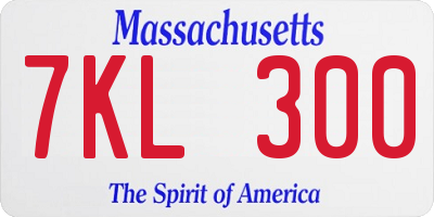 MA license plate 7KL300