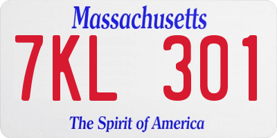 MA license plate 7KL301