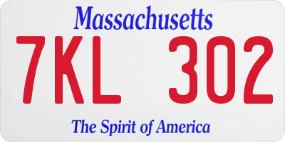 MA license plate 7KL302