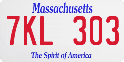 MA license plate 7KL303