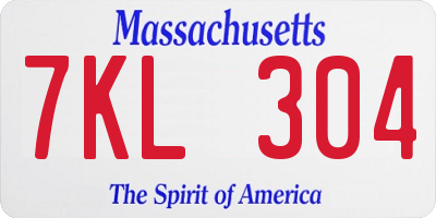 MA license plate 7KL304