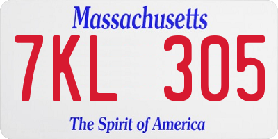 MA license plate 7KL305