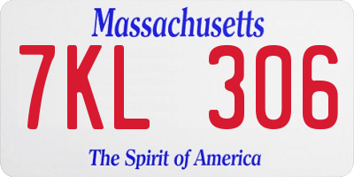 MA license plate 7KL306