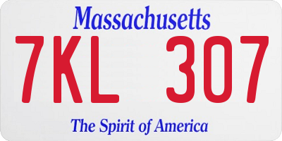 MA license plate 7KL307