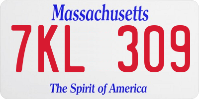 MA license plate 7KL309