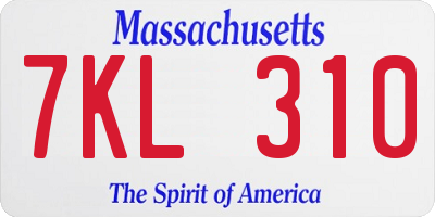 MA license plate 7KL310