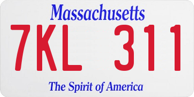 MA license plate 7KL311