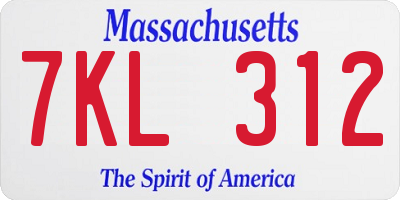 MA license plate 7KL312