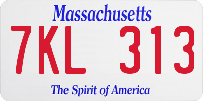 MA license plate 7KL313