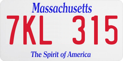 MA license plate 7KL315