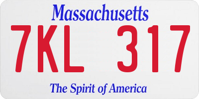 MA license plate 7KL317