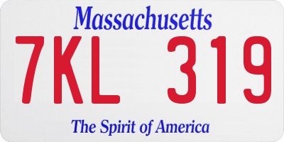 MA license plate 7KL319