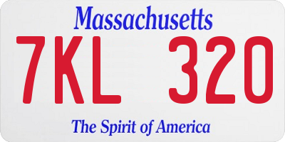 MA license plate 7KL320
