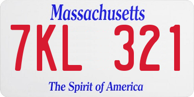 MA license plate 7KL321