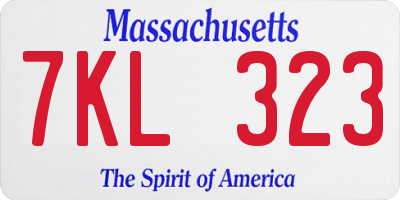MA license plate 7KL323