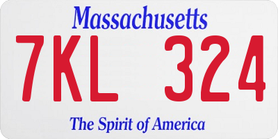 MA license plate 7KL324