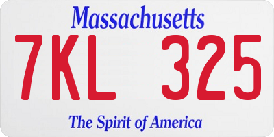 MA license plate 7KL325