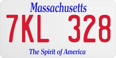 MA license plate 7KL328