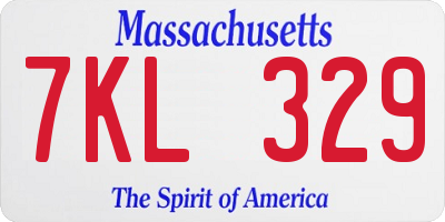 MA license plate 7KL329