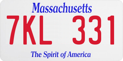 MA license plate 7KL331
