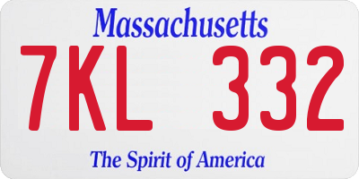MA license plate 7KL332