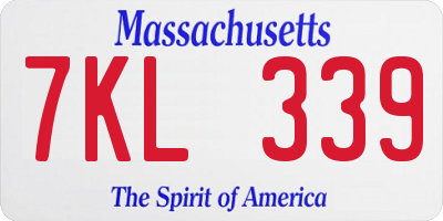 MA license plate 7KL339