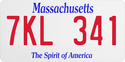 MA license plate 7KL341