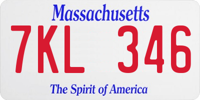 MA license plate 7KL346