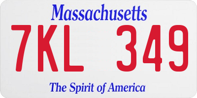 MA license plate 7KL349