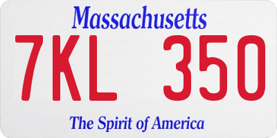 MA license plate 7KL350