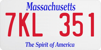 MA license plate 7KL351