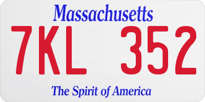 MA license plate 7KL352