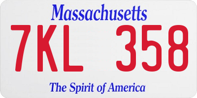 MA license plate 7KL358